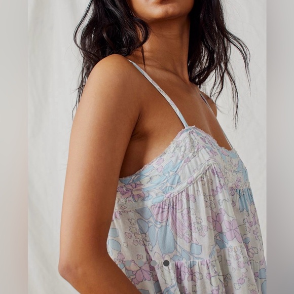 FREE PEOPLE Printed Crush Blush Playsuit Sleepwear Romper Pajama Lounge Intimate - Picture 5 of 11